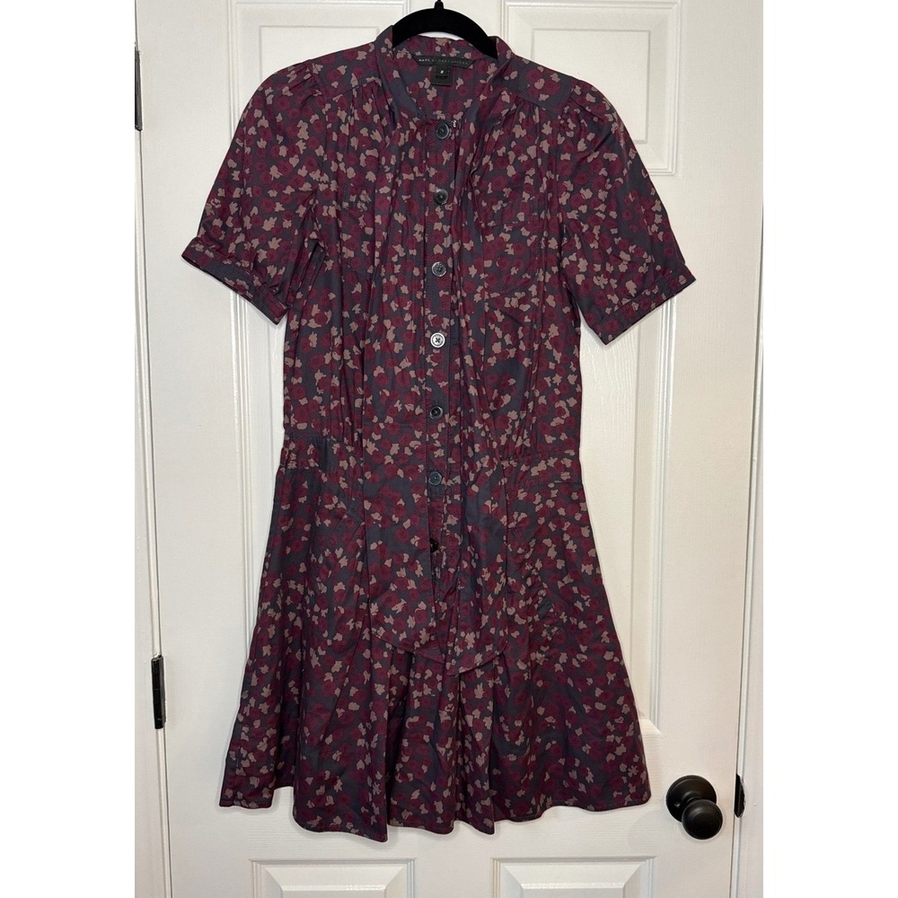 Marc by Marc Jacobs‎ Floral Print Button Down Shirt Purple Dress Size 2